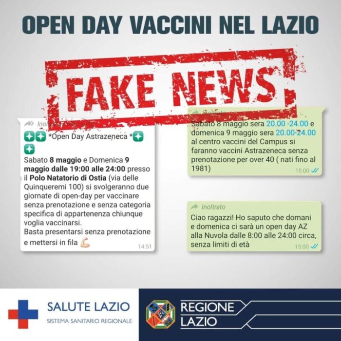 coronavirus open day regione lazio 8 maggio 2021 whatsapp fake news