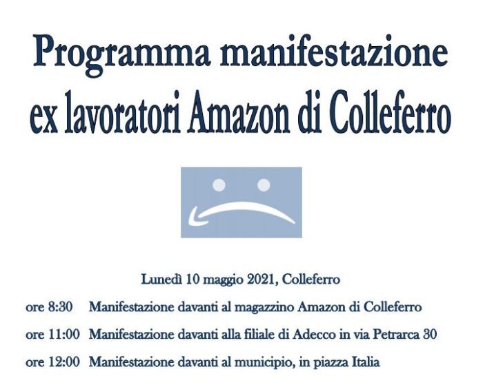colleferro manifestazione lavoratori amazon 10 maggio 2021