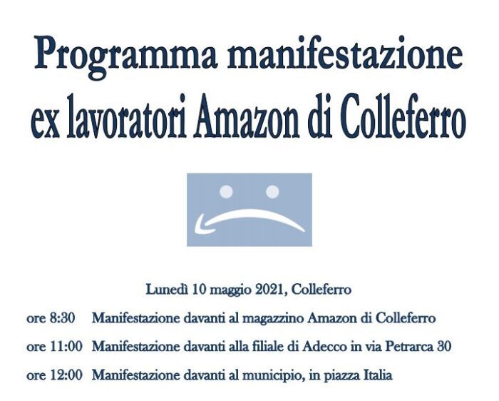 colleferro manifestazione lavoratori amazon 10 maggio 2021