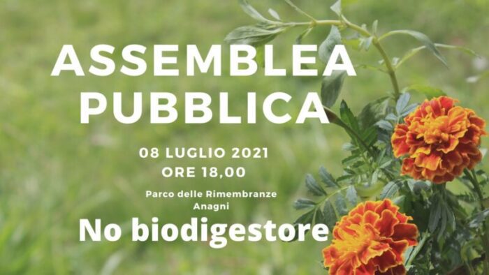 Assemblea pubblica ad Anagni per dire no al biodigestore