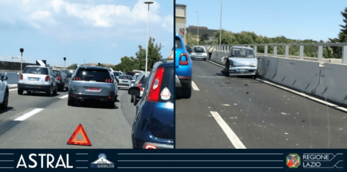Doppio incidente sul viadotto della Magliana A91 Roma-Fiumicino oggi 9 luglio 2021