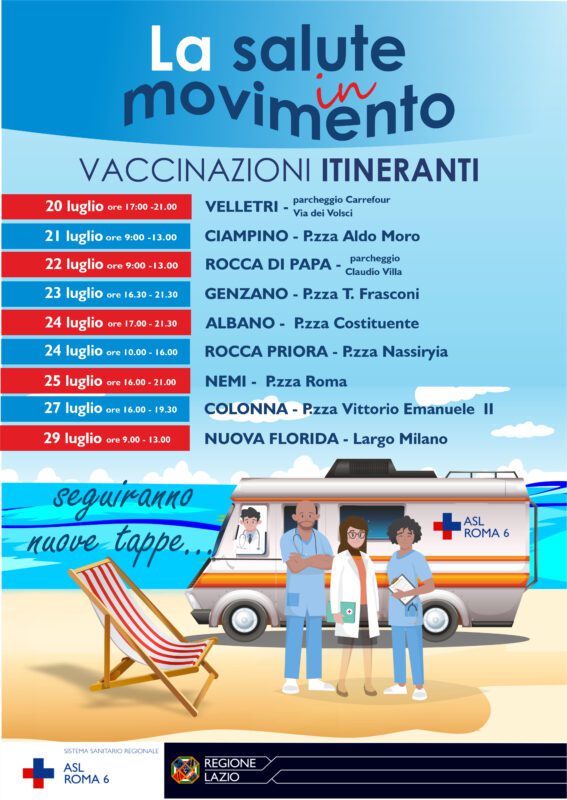 Castelli Romani, il calendario delle vaccinazioni itineranti: il camper sarà a Nemi il 25 luglio