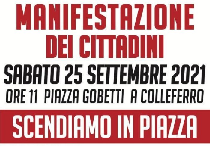 colleferro manifestazione sanità pubblica 25 settembre 2021