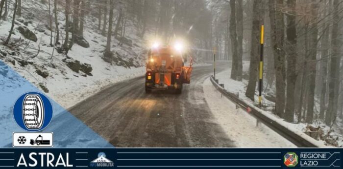 Neve e ghiaccio sulle alte vette del Lazio. Attivi mezzi spargisale nelle strade