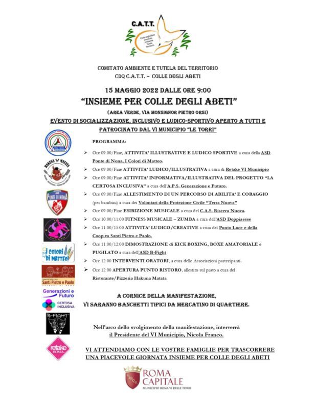 Colle degli Abeti, socializzazione e inclusione: l'evento organizzato dal CdQ