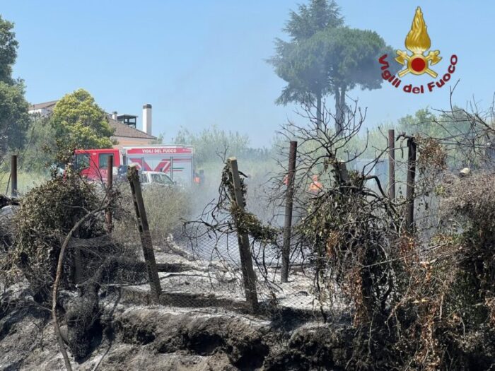 Incendio di sterpaglie in via Nettunense: vigili del fuoco in azione ad Albano Laziale