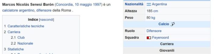 Senesi Roma: indizio sul futuro del calciatore su Wikipedia?