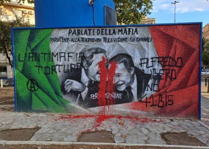 roma vandalizzato murale falcone borsellino piazza bologna