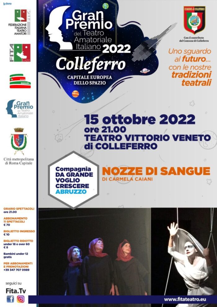 Colleferro, sabato 15 ottobre lo spettacolo teatrale "Nozze di Sangue"