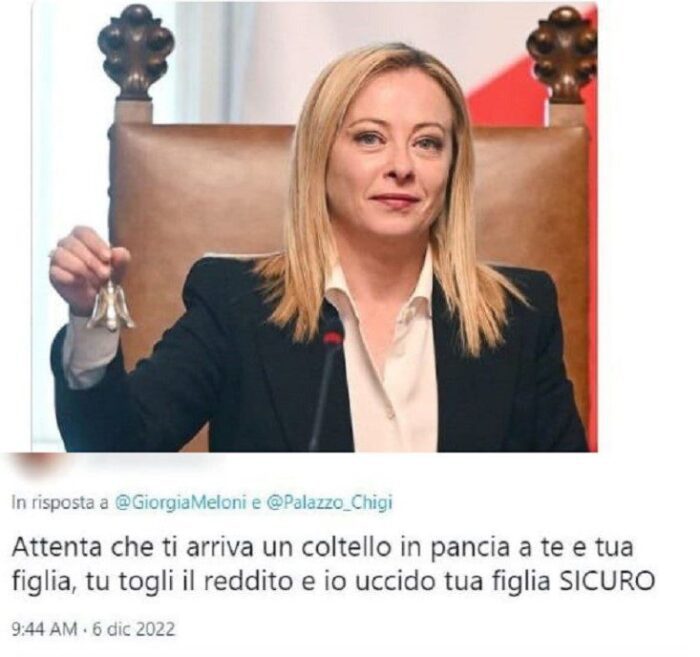 meloni minacce reddito di cittadinanza