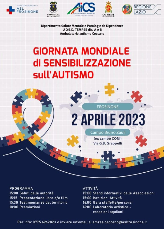 Giornata Mondiale di sensibilizzazione sull'Autismo: l'evento a Frosinone