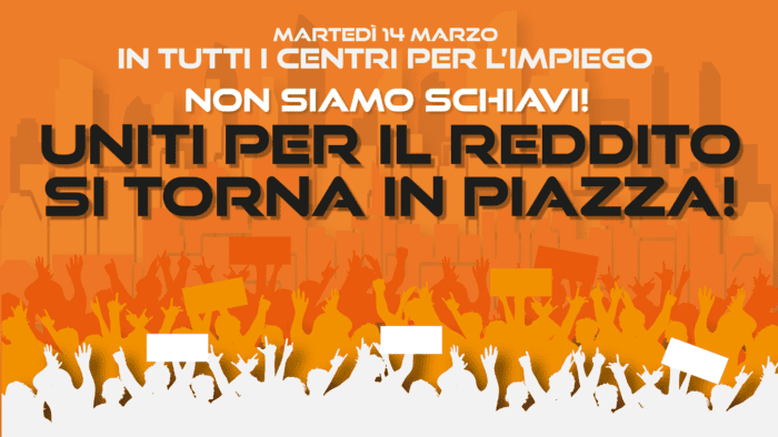 "Uniti per il Reddito" USB annuncia presidi nei centri per l'impiego di 25 città per il 14 marzo 2023