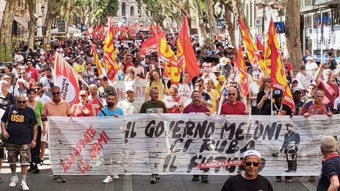 USB: "Diecimila in piazza a Roma per la prima manifestazione nazionale contro Meloni e il suo governo guerrafondaio"