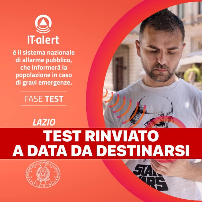 IT-Alert regione lazio rinviato