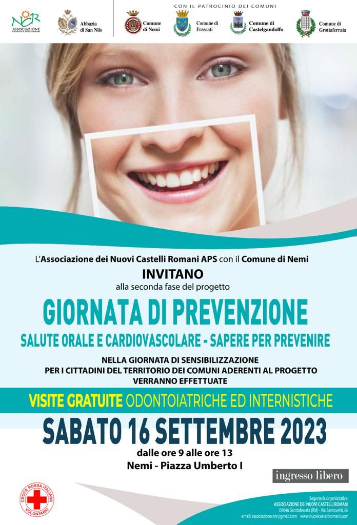 Arrivano a Nemi le Visite Gratuite Odontoiatriche ed Internistiche nella Giornata di Prevenzione per la Salute Orale e Cardiovascolare