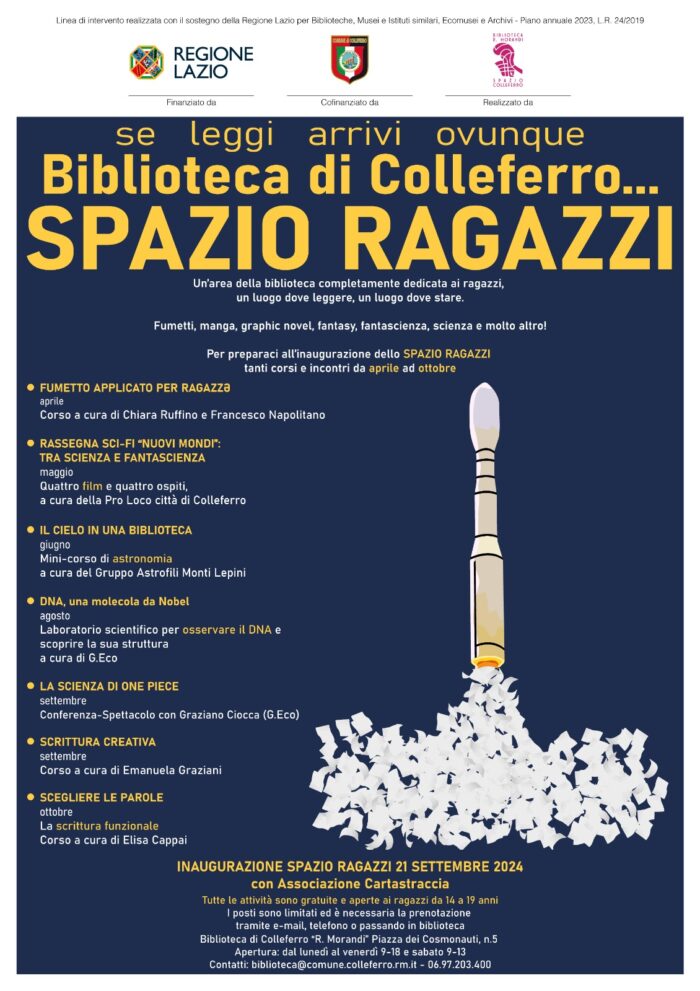 SPAZIO RAGAZZI nella Biblioteca di Colleferro, "se leggi arrivi ovunque!"