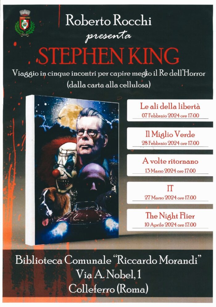 Ciclo di incontri su Stephen King a Colleferro