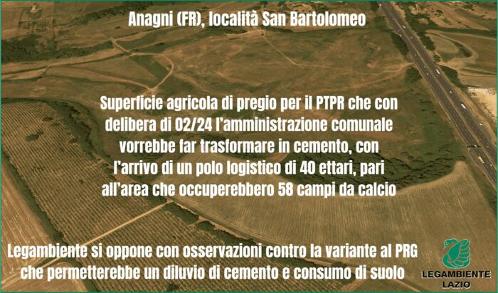 Legambiente contro la possibile realizzazione di un nuovo mega polo logistico ad Anagni
